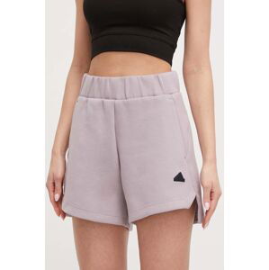 Kraťasy adidas Z.N.E dámské, fialová barva, hladké, high waist, IS3926