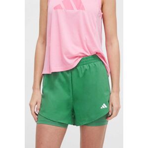 Tréninkové šortky adidas Performance zelená barva, hladké, medium waist, IS3951