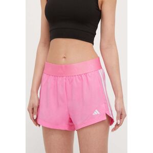 Tréninkové šortky adidas Performance Hyperglam růžová barva, s aplikací, high waist, IT4666