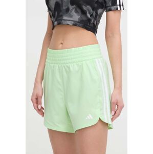 Tréninkové šortky adidas Performance Pacer zelená barva, s aplikací, high waist, IT7763