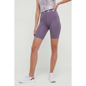 Tréninkové šortky adidas Performance Techfit fialová barva, s potiskem, high waist, IU1850