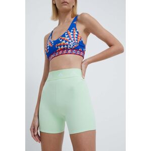 Tréninkové šortky adidas Performance Techfit zelená barva, s potiskem, high waist, IU1854