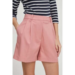 Kraťasy Tommy Hilfiger dámské, růžová barva, hladké, high waist, WW0WW41380