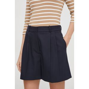 Kraťasy Tommy Hilfiger dámské, tmavomodrá barva, hladké, high waist, WW0WW41380