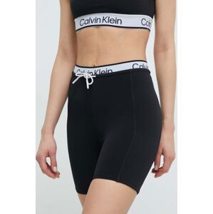 Tréninkové šortky Calvin Klein Performance černá barva, s potiskem, high waist