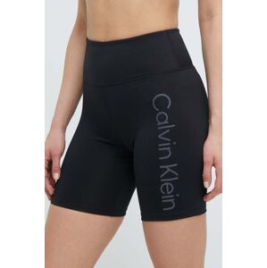 Tréninkové šortky Calvin Klein Performance černá barva, s potiskem, high waist