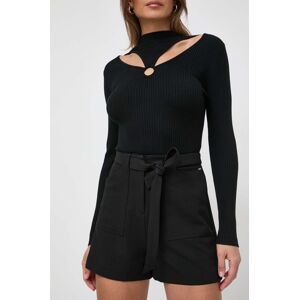 Kraťasy Guess VALENTINA dámské, černá barva, hladké, high waist, W2GD52 WG6X2