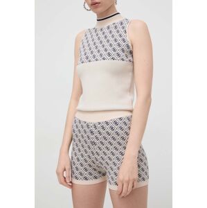 Kraťasy Guess LISE dámské, béžová barva, vzorované, high waist, W4GZ32 Z37K0