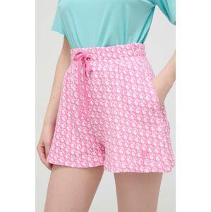 Kraťasy Guess dámské, růžová barva, vzorované, high waist, E4GD01 KC910