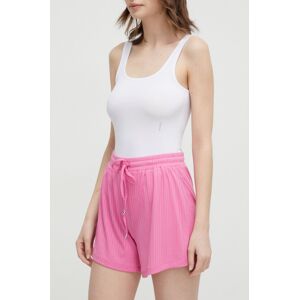 Kraťasy Guess SAMANTHA dámské, růžová barva, hladké, high waist, O4GD00 KBXB2