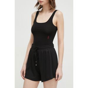 Kraťasy Guess SAMANTHA dámské, černá barva, hladké, high waist, O4GD00 KBXB2