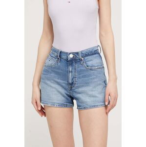 Džínové šortky Tommy Jeans dámské, hladké, high waist, DW0DW17642