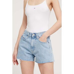 Džínové šortky Tommy Jeans dámské, hladké, high waist, DW0DW17644