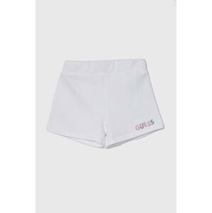 Dětské bavlněné šortky Guess bílá barva, s aplikací