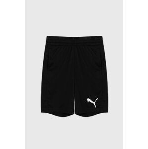 Dětské kraťasy Puma ACTIVE Interlock Shorts B černá barva, s potiskem, nastavitelný pas