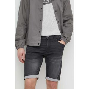 Džínové šortky Pepe Jeans SLIM GYMDIGO SHORT pánské, černá barva, PM801075XG7