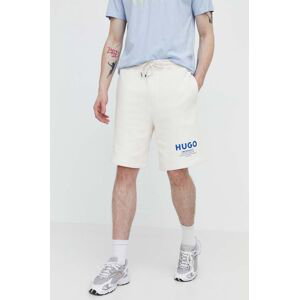Bavlněné šortky Hugo Blue béžová barva, 50510728