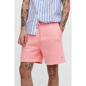 Kraťasy Tommy Jeans pánské, růžová barva, DM0DM18978
