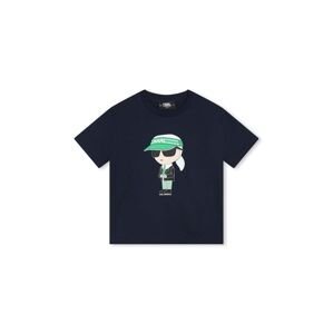 Dětské bavlněné tričko Karl Lagerfeld tmavomodrá barva, s potiskem
