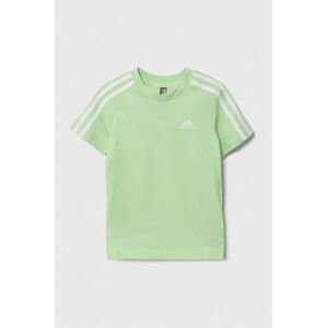 Dětské bavlněné tričko adidas zelená barva, s aplikací