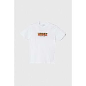 Dětské bavlněné tričko Vans DIGI FLAMES SS bílá barva, s potiskem
