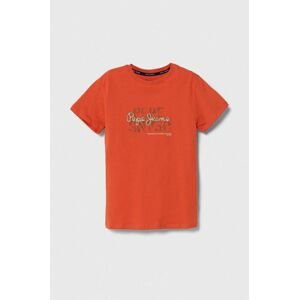 Dětské bavlněné tričko Pepe Jeans RICHARD oranžová barva, s potiskem