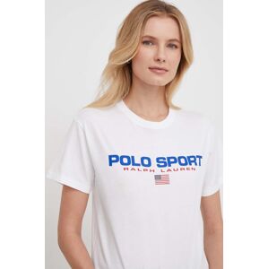 Bavlněné tričko Polo Ralph Lauren bílá barva