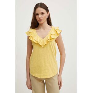 Bavlněné tričko Lauren Ralph Lauren žlutá barva, 200925903