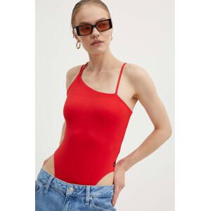 Body Tommy Jeans dámské, červená barva, DW0DW17400