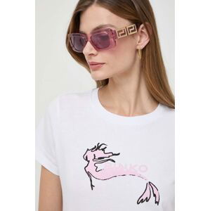 Bavlněné tričko Pinko bílá barva, 100355.A1OC