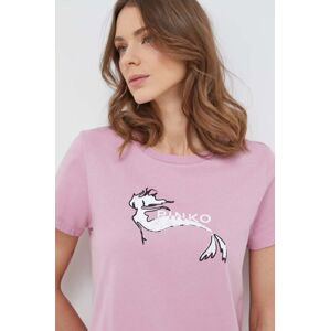 Bavlněné tričko Pinko růžová barva, 100355.A1OC