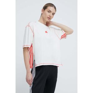 Bavlněné tričko adidas béžová barva, IS0874