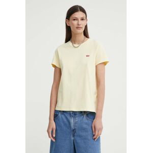 Bavlněné tričko Levi's žlutá barva