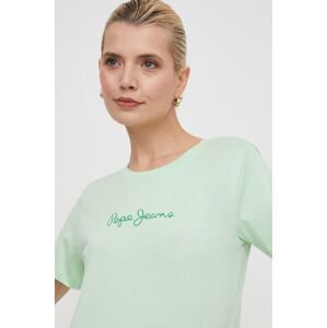 Bavlněné tričko Pepe Jeans zelená barva