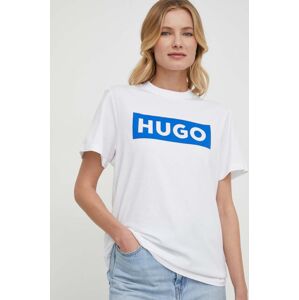 Bavlněné tričko Hugo Blue bílá barva