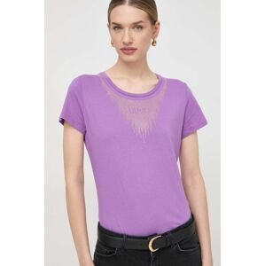 Bavlněné tričko Liu Jo fialová barva