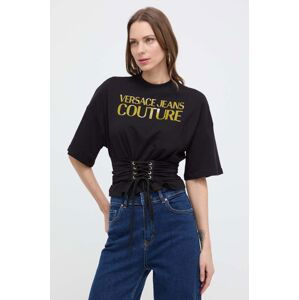 Bavlněné tričko Versace Jeans Couture černá barva, 76HAHG04 CJ00G