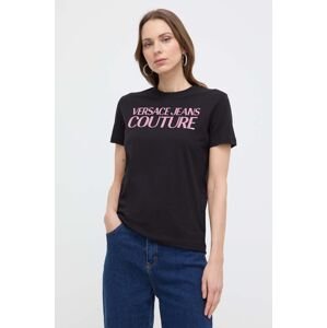 Bavlněné tričko Versace Jeans Couture černá barva, 76HAHG03 CJ00G