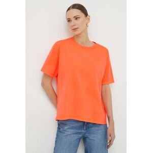 Bavlněné tričko American Vintage T-SHIRT DROIT MC COL ROND oranžová barva, FIZ02AE24