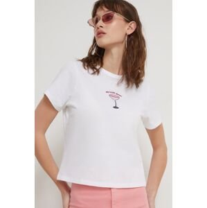 Bavlněné tričko Abercrombie & Fitch bílá barva