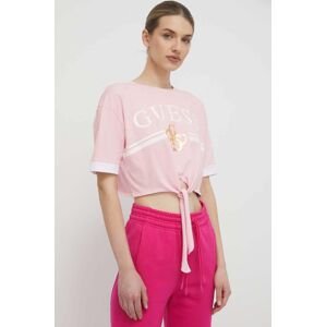 Bavlněné tričko Guess MYLAH růžová barva, V4GI00 I3Z14