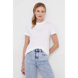 Bavlněné tričko Calvin Klein Jeans bílá barva