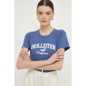 Bavlněné tričko Hollister Co. tmavomodrá barva