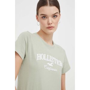 Bavlněné tričko Hollister Co. zelená barva