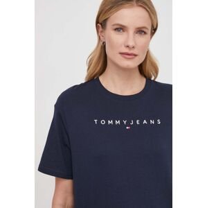 Bavlněné tričko Tommy Jeans tmavomodrá barva