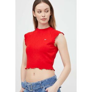 Top Tommy Jeans dámský, červená barva