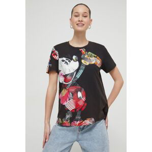 Bavlněné tričko Desigual x Disney MICKEY LACROIX černá barva, 24SWTKAR