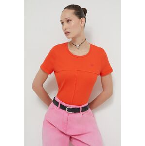 Tričko Desigual BASIC CUTS oranžová barva, 24SWTK67