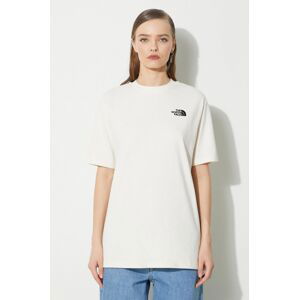 Bavlněné tričko The North Face W S/S Essential Oversize Tee béžová barva, NF0A87NQQLI1