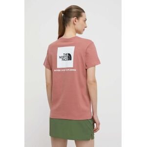 Bavlněné tričko The North Face růžová barva